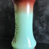 Vase Napoleon lll green opaline enamelled and gilded with fine gold