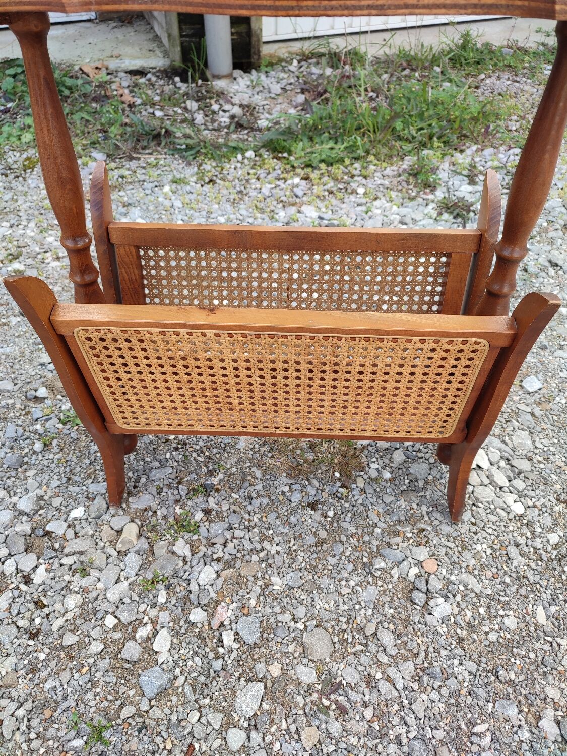 Vintage wicker wood magazine holder