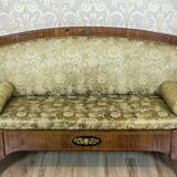 Canapé Biedermeier antique en vert avec des détails en laiton, 1860