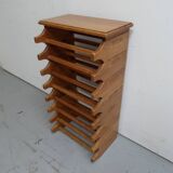 Brutalist oak stackable wine rack 1960's