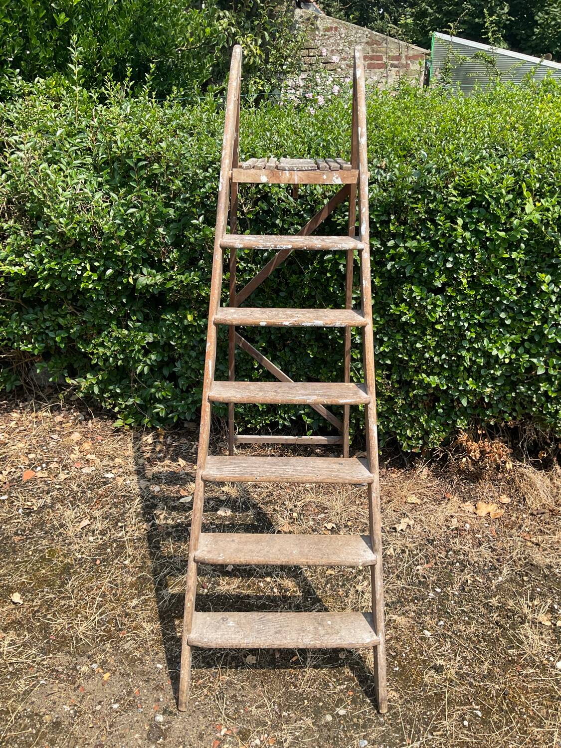 Ancien Escabeau de peintre en chêne