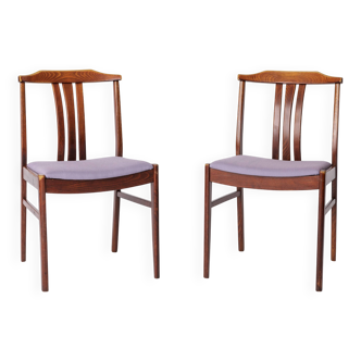 Paire de chaises suédoises vintage par LBG Group – années 1970, hêtre et tissu violet