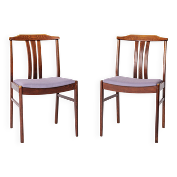 Paire de chaises suédoises vintage par LBG Group – années 1970, hêtre et tissu violet