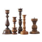 Scandinavian Wooden Candleholders, Set of 5