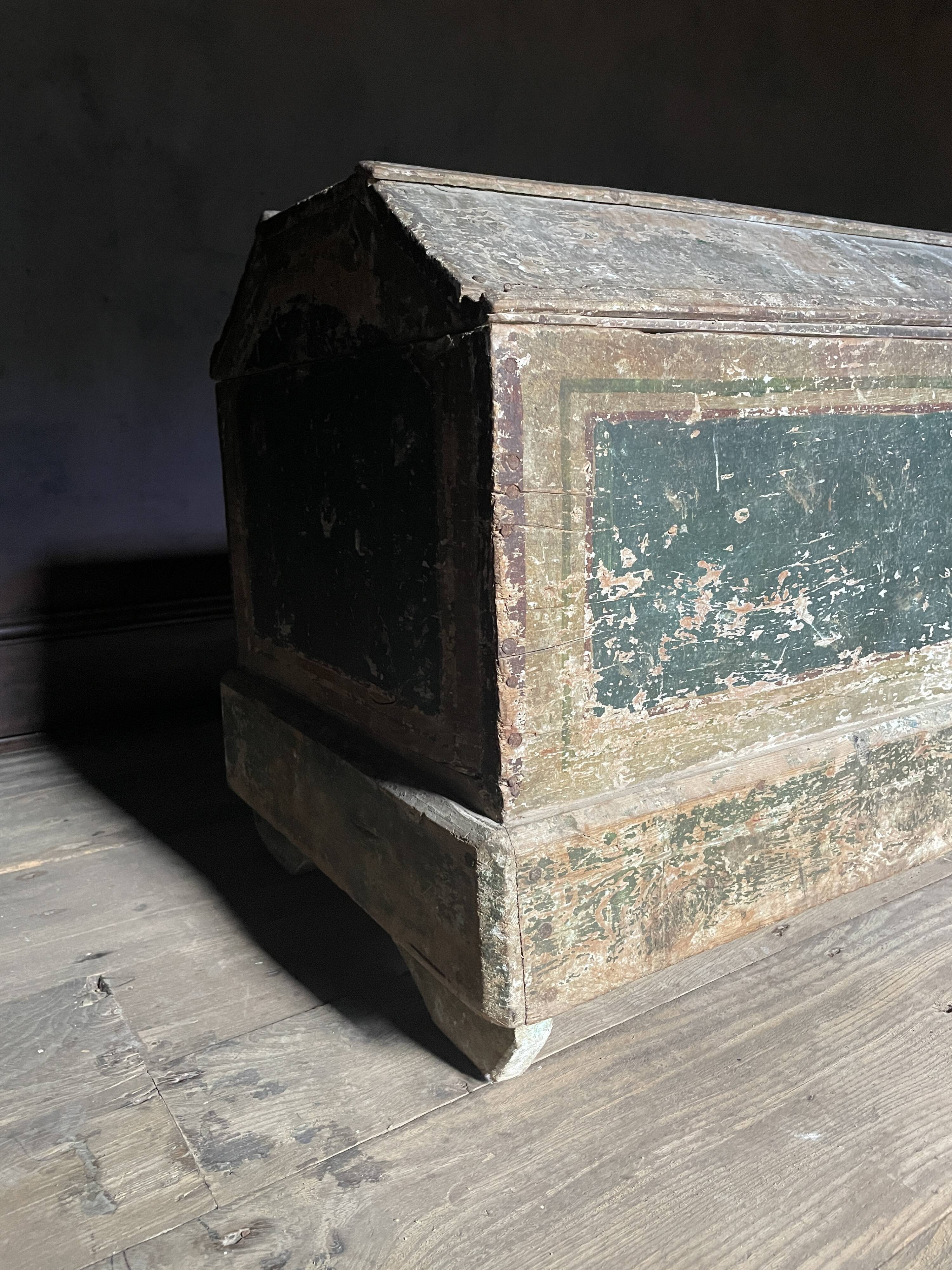 Large Antique 19th Century Continental Painted Pine Blanket Chest | Antique
