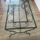 Glass and wrought iron table