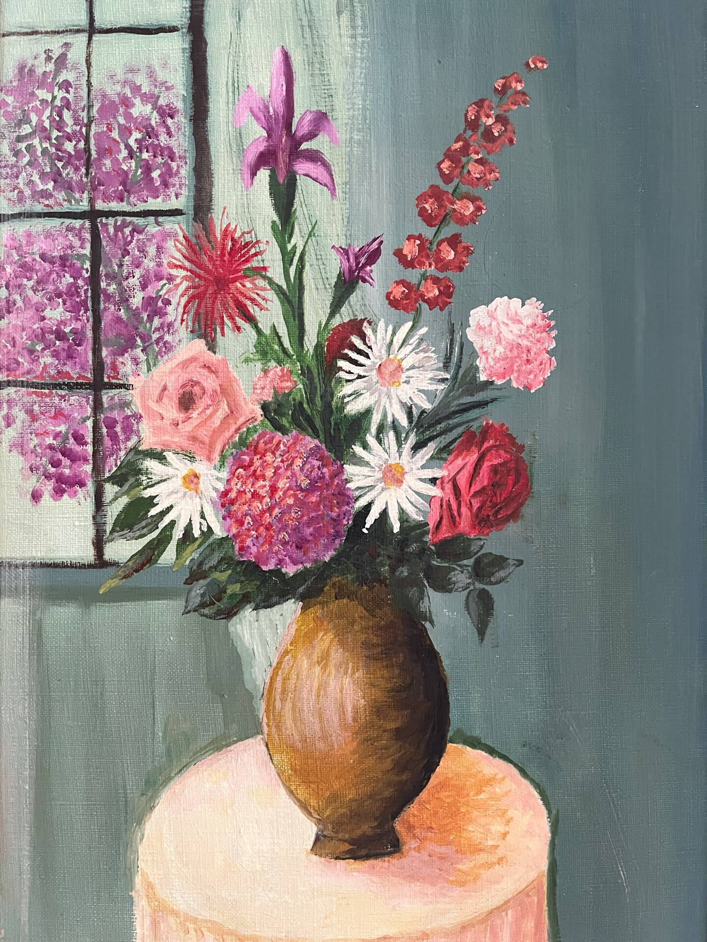 Tableau peinture sur toile bouquet de fleurs