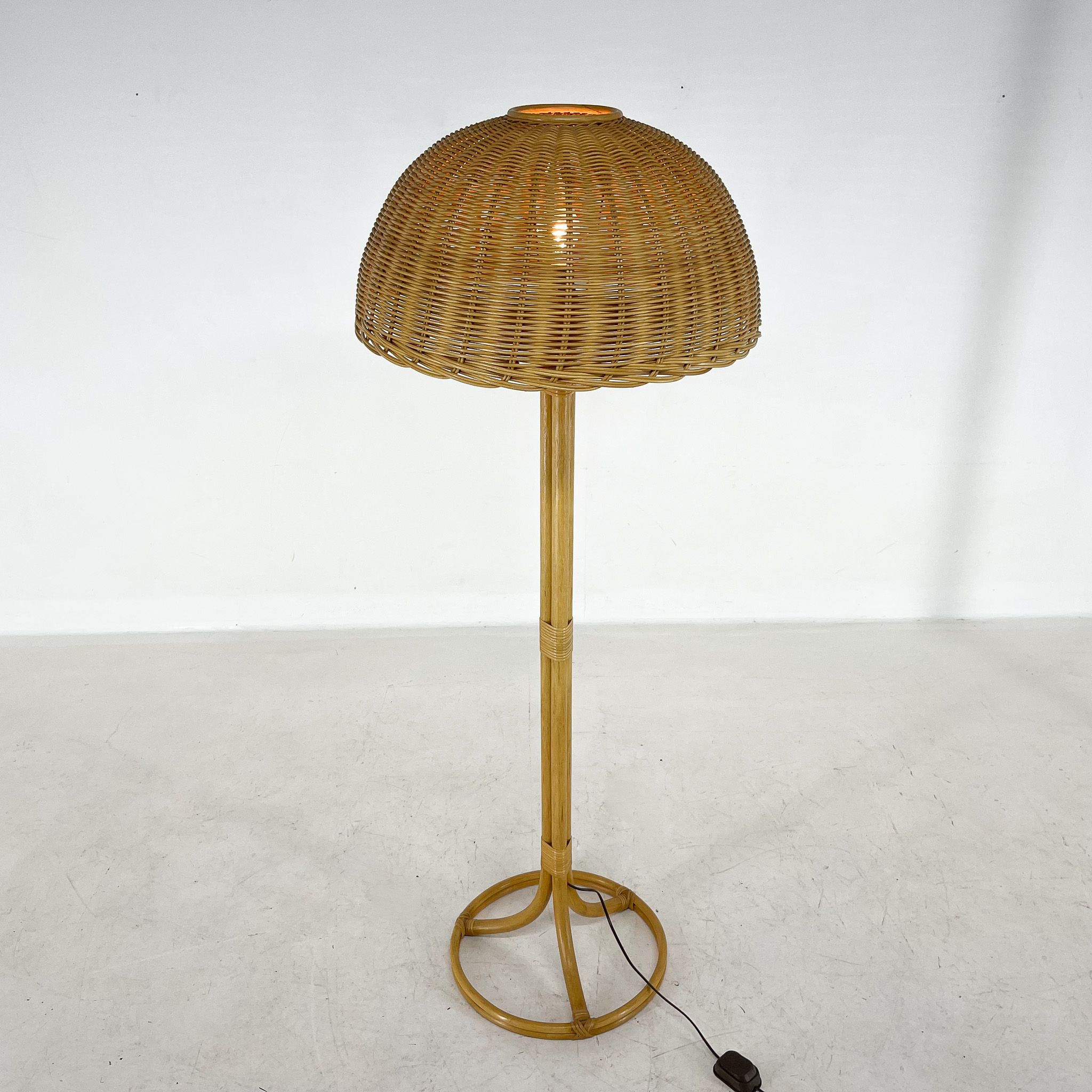 1980's Rattan Floor Lamp, Czechoslovakia