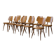 Set of 10 oak chairs from the 1960s.