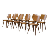 Set of 10 oak chairs from the 1960s.