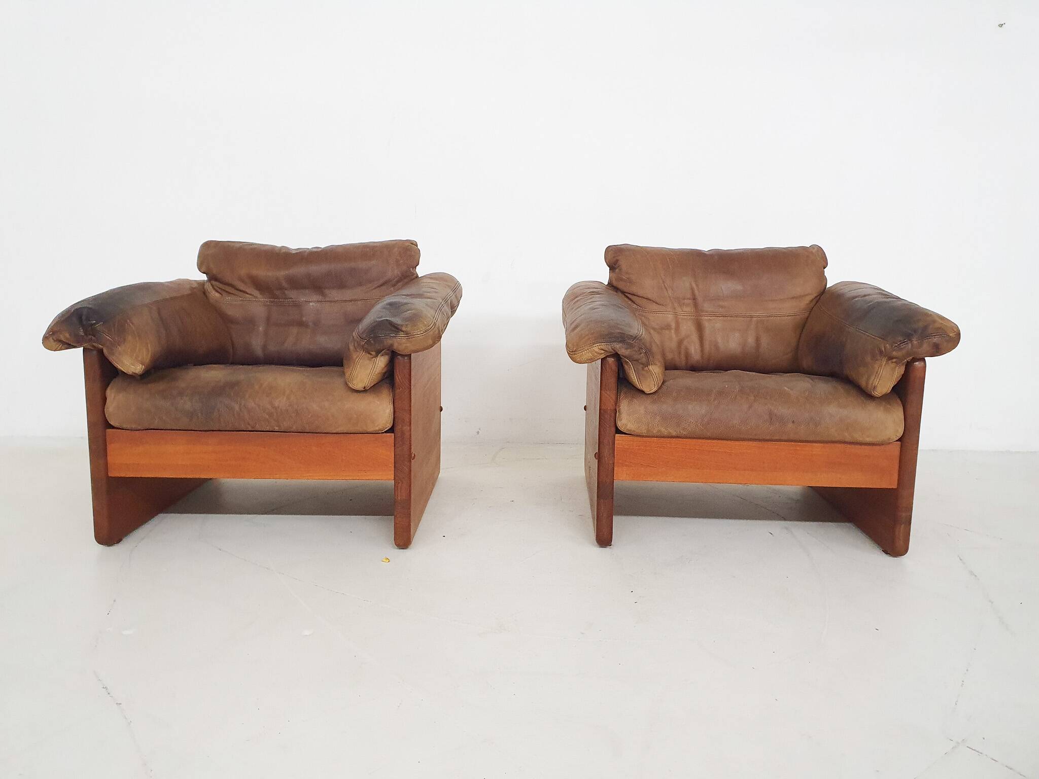 Mikael Laursen for A/S Mikael Laursen lounge chairs and ottman, Denmark 1970