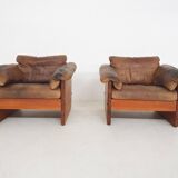 Mikael Laursen for A/S Mikael Laursen lounge chairs and ottman, Denmark 1970