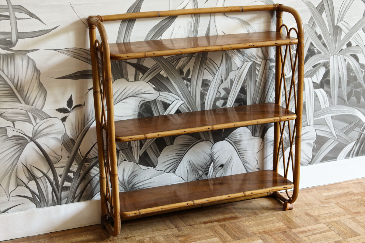 Rattan wall shelf