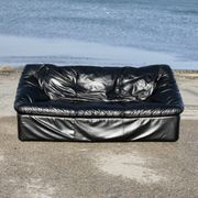 De Pas, D'Urbino and Lomazzi sofa, France, 1980s, black leather, Cinna