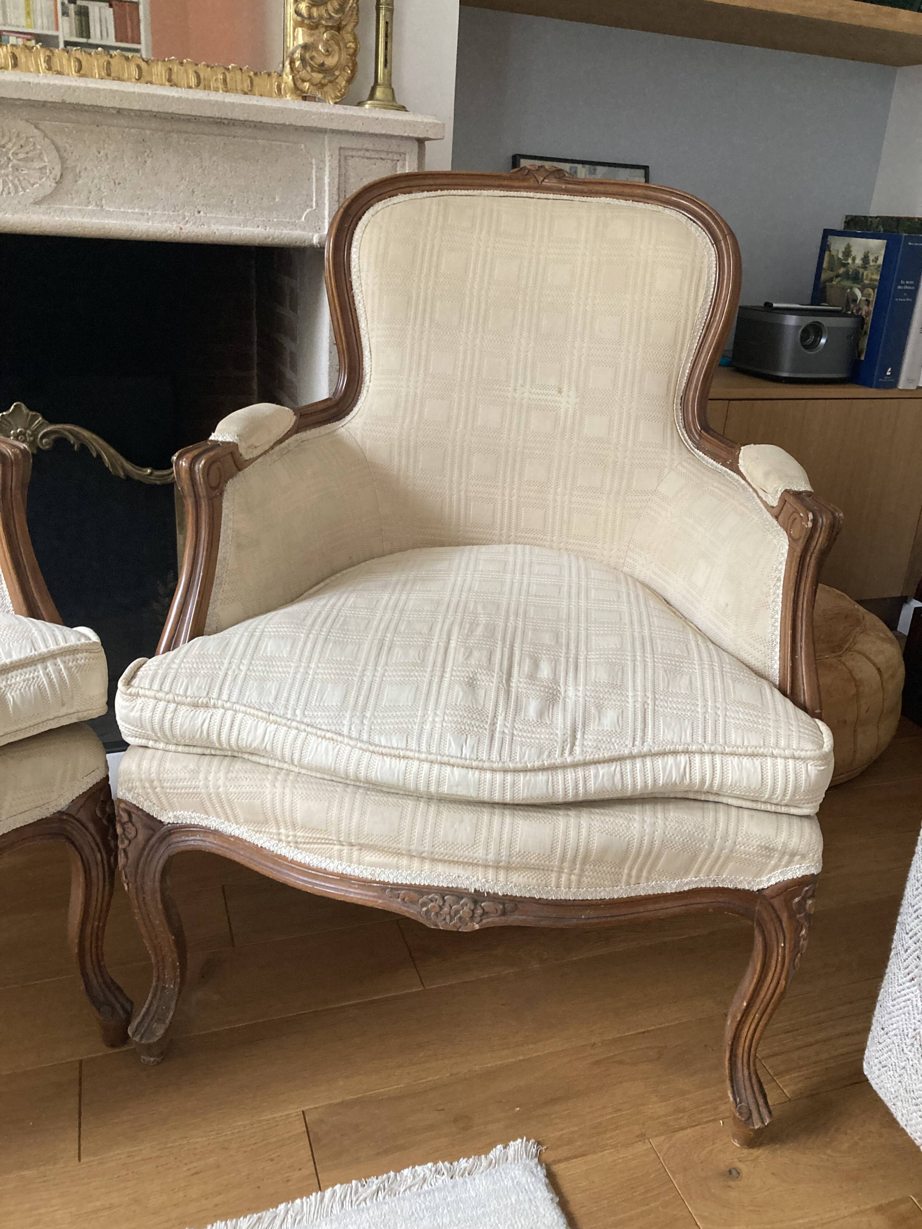 Louis XV style bergère armchairs