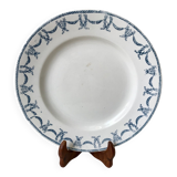 plat rond en Terre de Fer bleu U&C Digoin Sarreguemines modèle Les Ternes fin XIXème