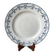 round dish in blue Iron Earth U&C Digoin Sarreguemines model Les Ternes late 19th century