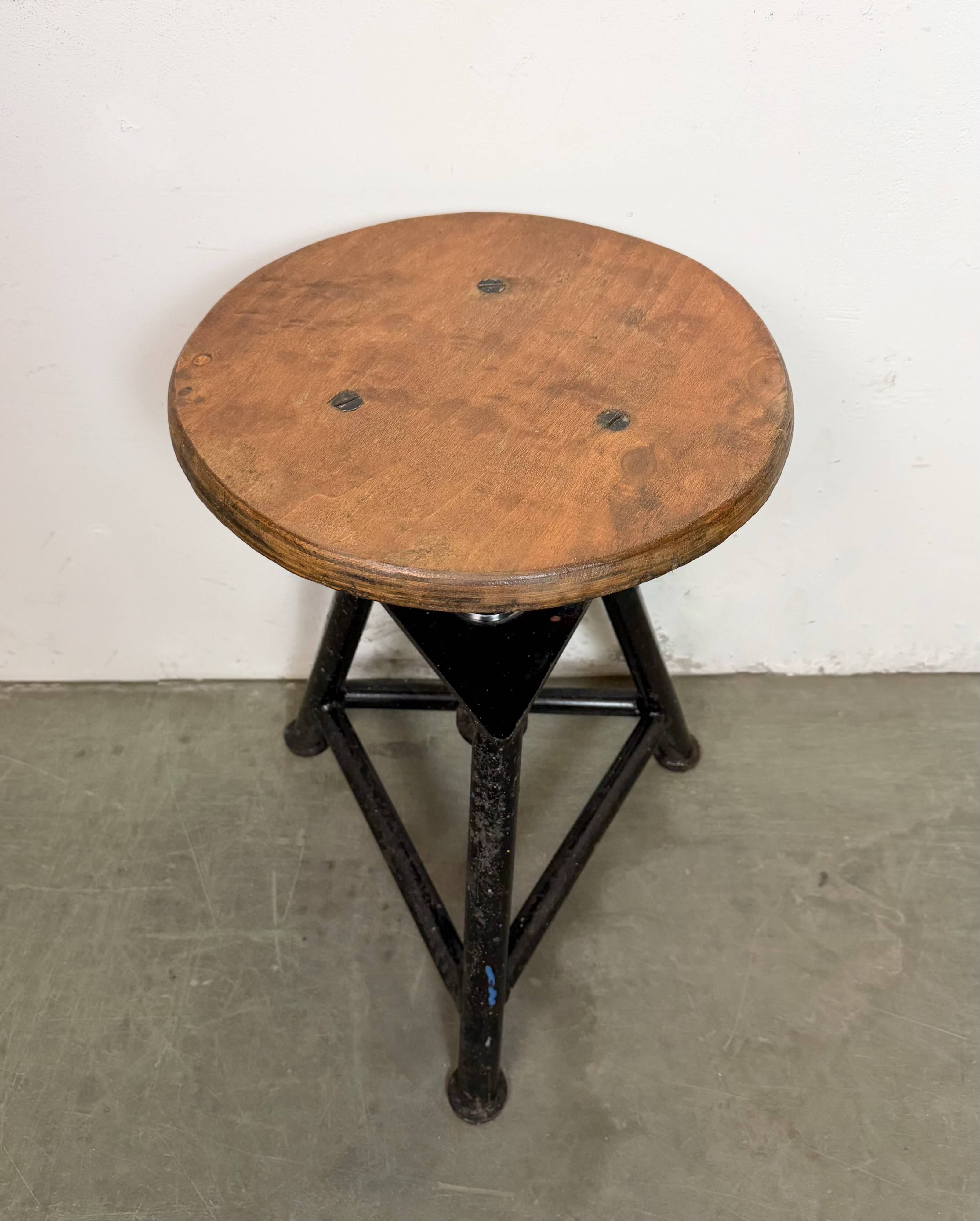 Black Industrial Workshop Swivel Stool, 1960s