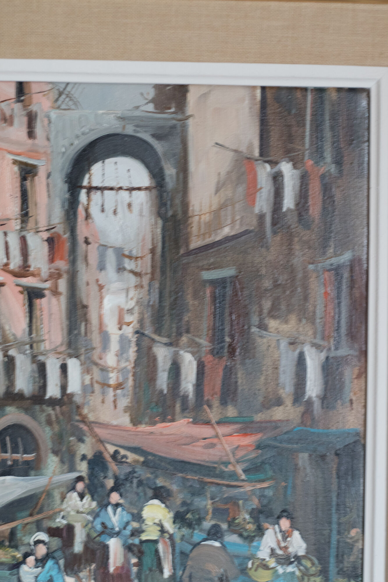 Oil on canvas Neapolitan market scene of the 50s