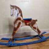 Cheval à bascule ancien en bois peint, années 50