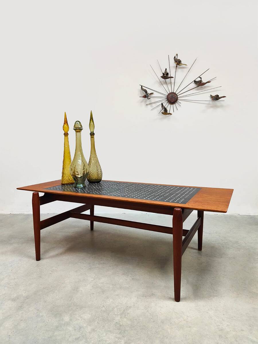 Vintage Danish design teak & tile coffee table