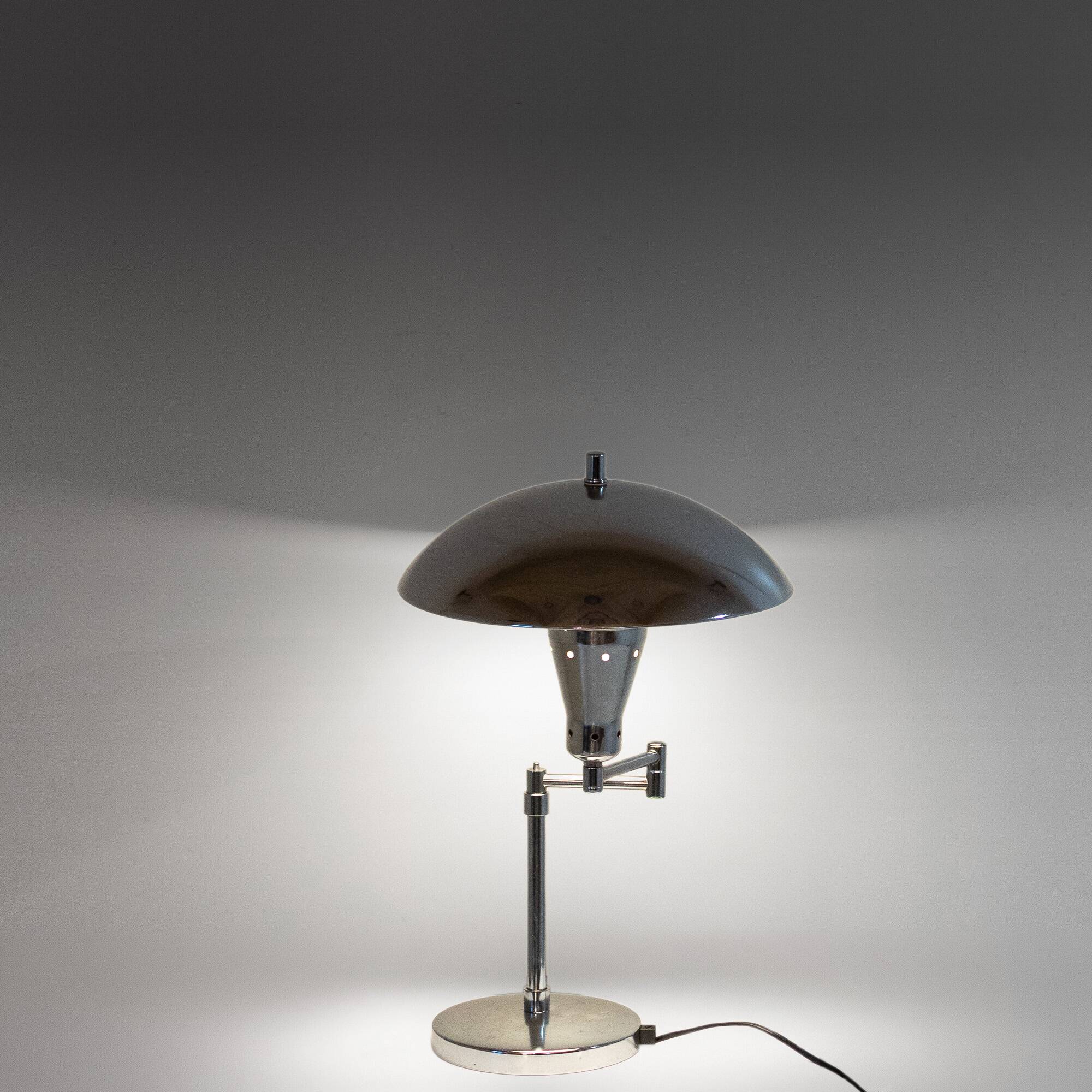 Bauhaus Chromed Desk Lamp with Adjustable Lampshade, Italy 1950s