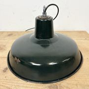 Industrial French Dark Green Enamel Factory Lamp, 1960s