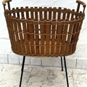 Vintage bamboo and wicker planter basket