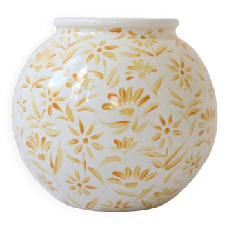 Rosanna Corfe Hand Painted 'Sunburst' Floral Ball Vase - Yellow (Made to Order)
