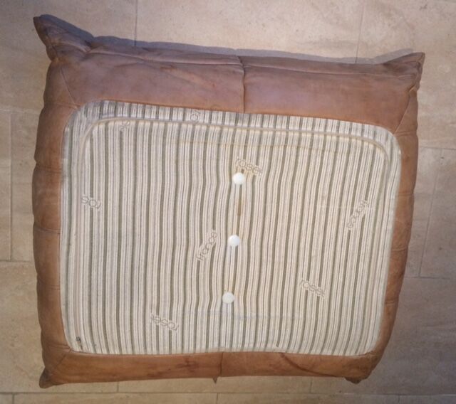 Togo pouffe by Michel Ducaroy for Ligne Roset natural leather