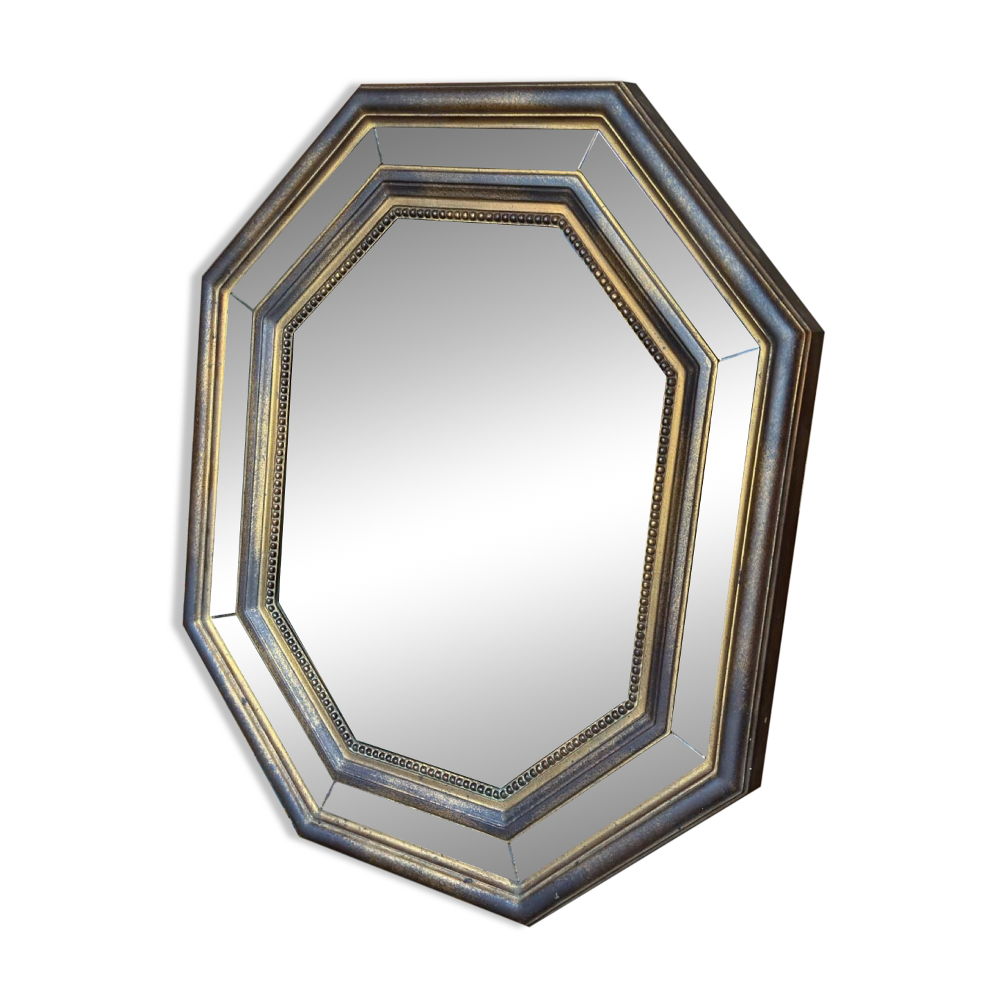 Vintage octagonal gold mirror – Belgium, 1960s/1970s