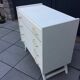 Commode pieds compas relookee blanc 1960 vintage