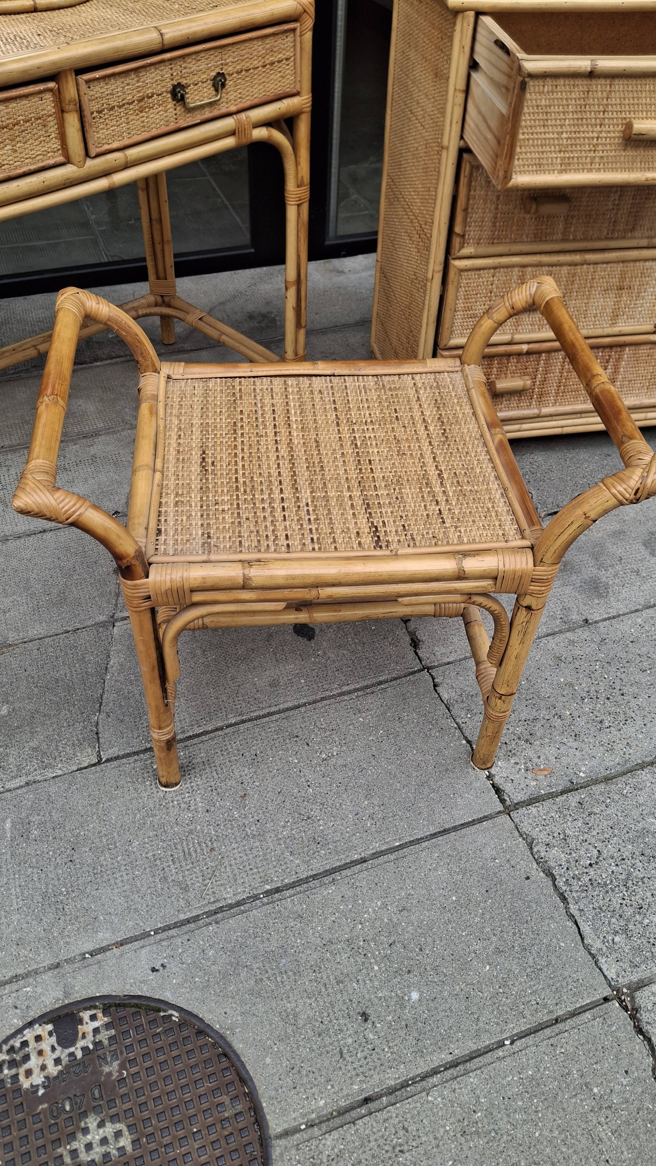 Woven rattan and wicker furniture. Vintage.