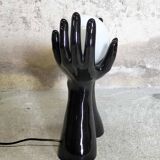 Black and white opaline hand lamp.
