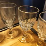12 small twisted bistro glasses, 19th century