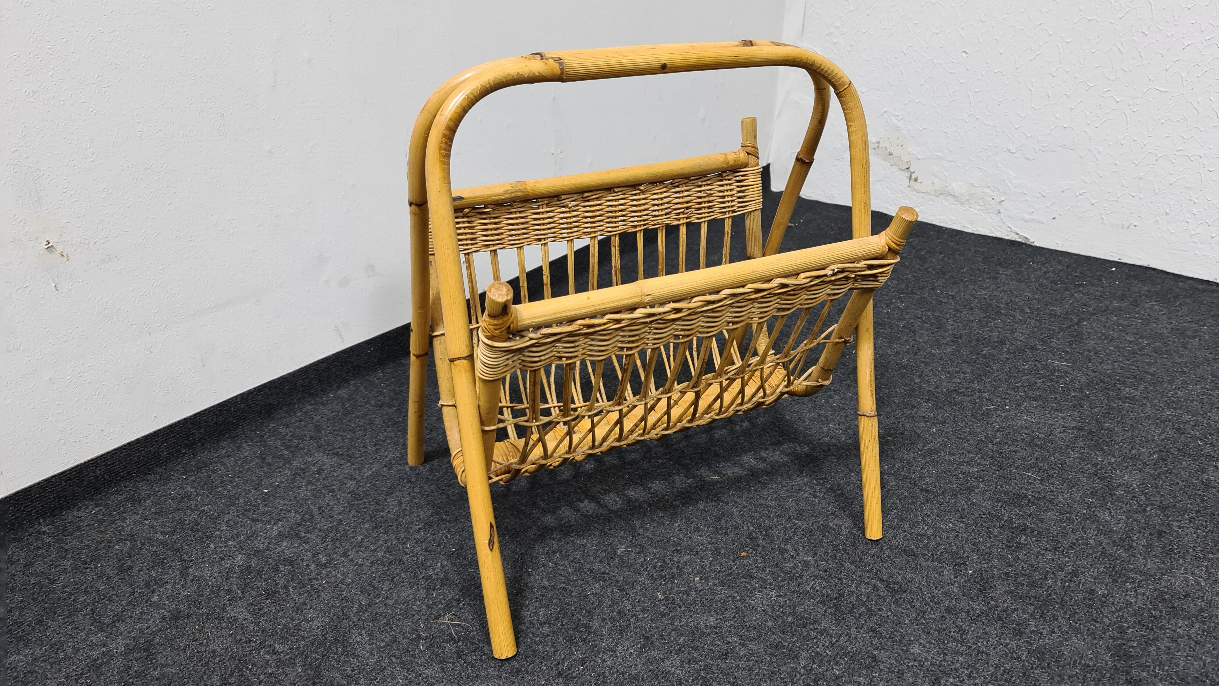Vintage wicker paper or magazine rack