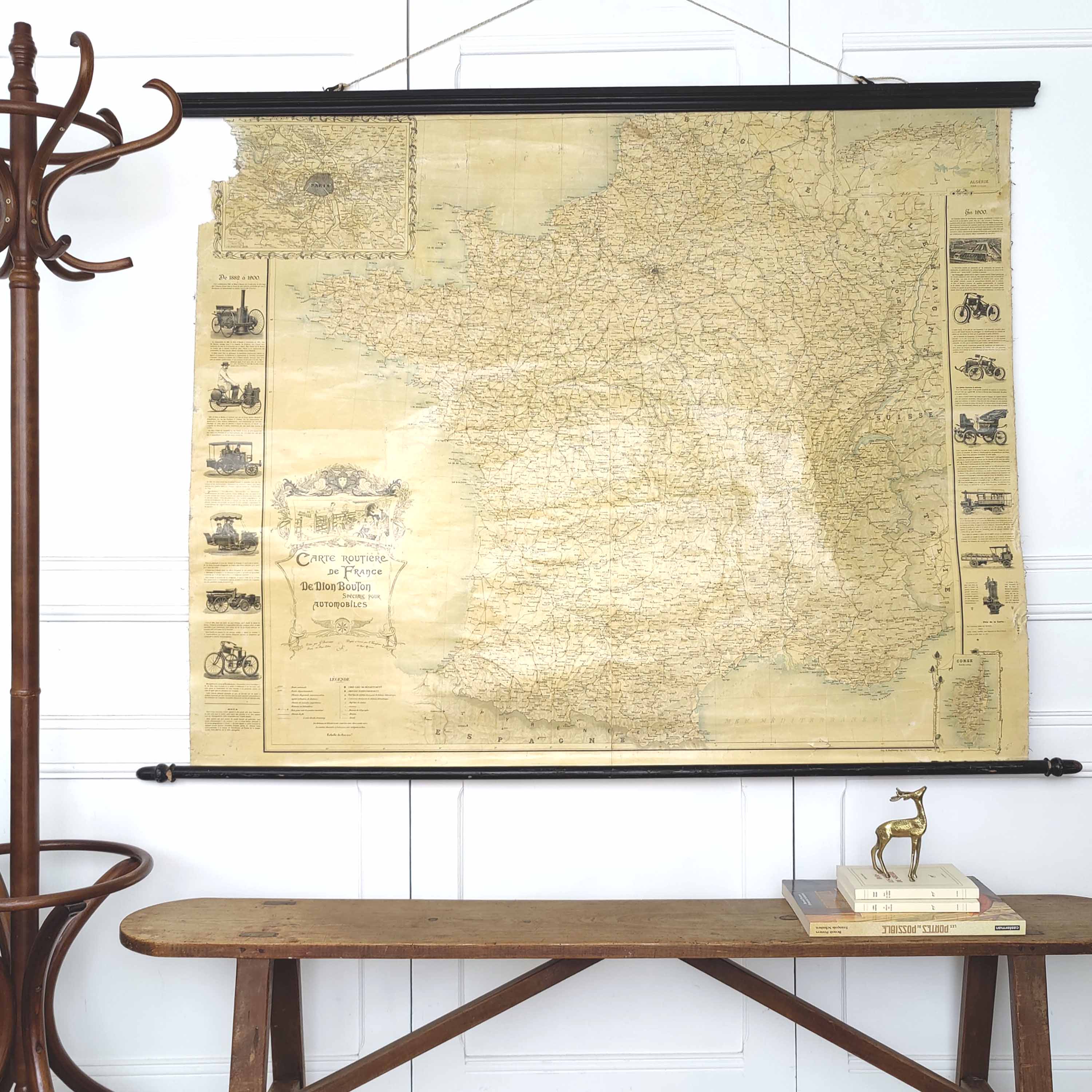 map of France 1900 of Dion Bouton Art Nouveau