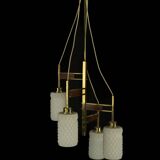 Mid-Century Modern Brass & Glass Chandelier