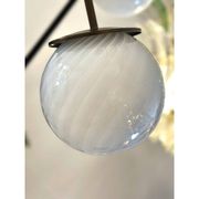 Italian Burnished Sputnik Chandelier in Milky-White Swirl Style Murano Glas