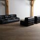 Kashima three seater sofa in black leather by Michel Ducaroy for Ligne Roset, 1970s