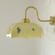 Vintage beige glass wall lamp redesign kitchen gooseneck brass light 1950's