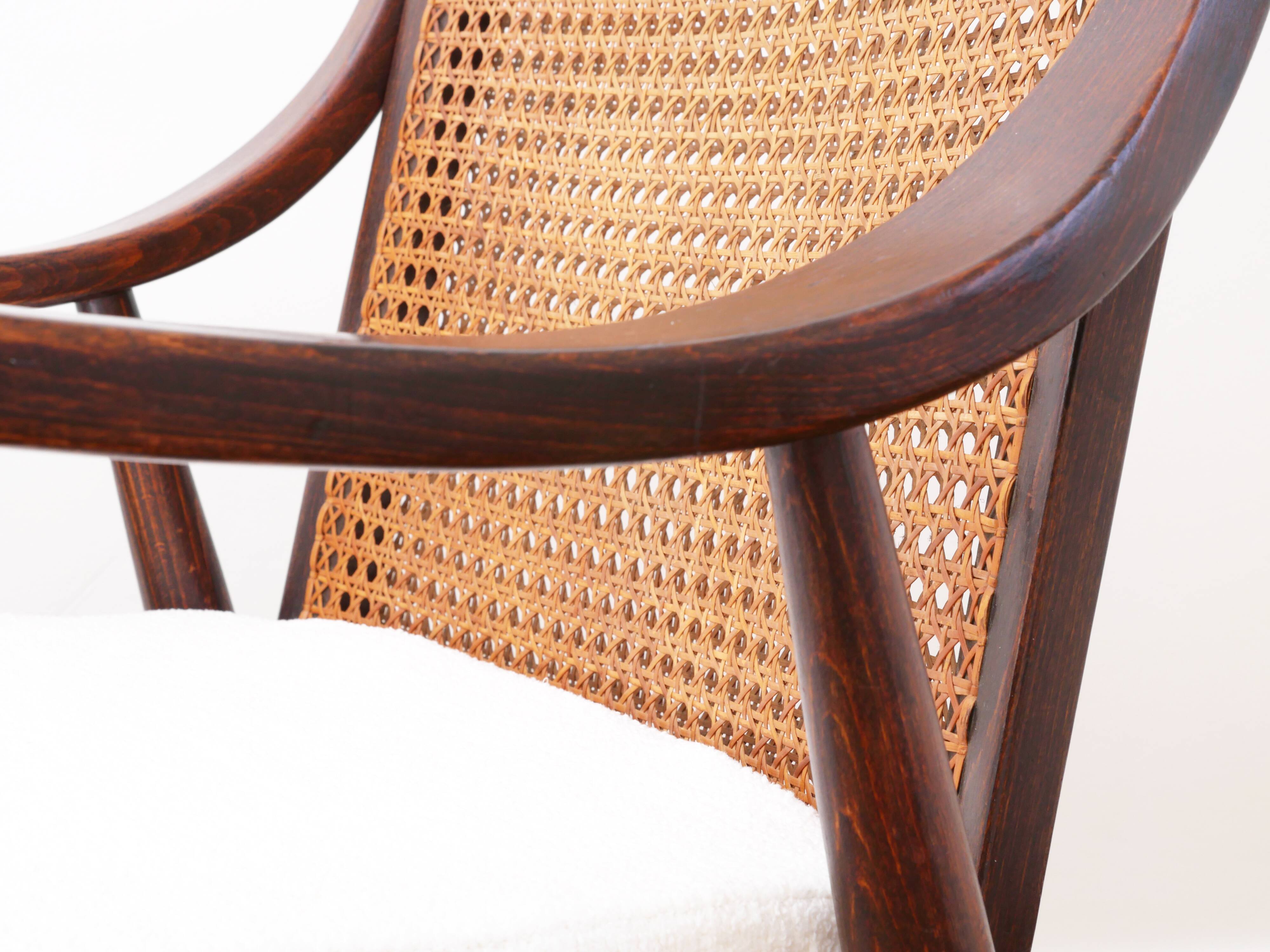Fauteuil vintage en cannage - Restauré - Assise neuve