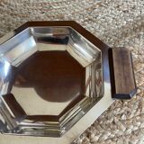 Art Deco silver metal and rosewood top