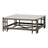Large Wicker “Attila” Series Coffee Table with marble top by Gasparucci Ita