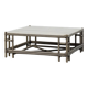 Large Wicker “Attila” Series Coffee Table with marble top by Gasparucci Ita