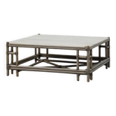 Grande table basse en osier « Attila » avec plateau en marbre par Gasparucci Ita