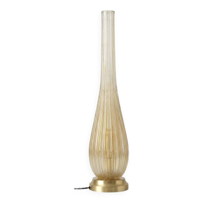 Grande lampe à poser en verre de Murano à paillettes d’or style de Barovier et Toso