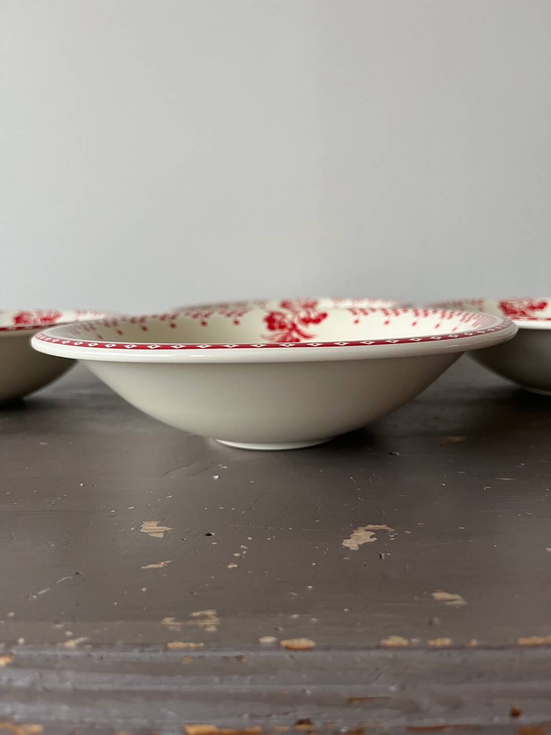 4 soup plates Comptoir de Famille “red checkerboard” model