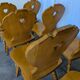 Set of 8 Vintage Tyrolean Heart Cutout Wooden Dining Chairs, Rustic Farmhou
