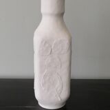 White biscuit vase with floral motif in relief, Hutschenreuther, Germany 1970